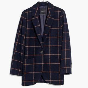 Madewell Madewell Larsen Blazer in Windowpane, Navy overzised NWT Medium